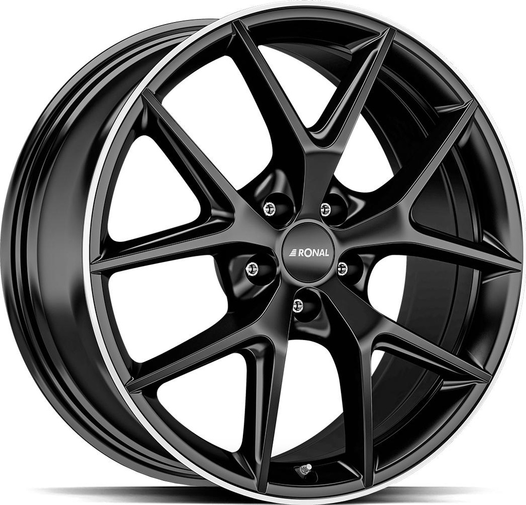 RONAL R75 JET BLACK MATT RIM LIP CUT 8x18 5/112 ET45.1 CB66.5